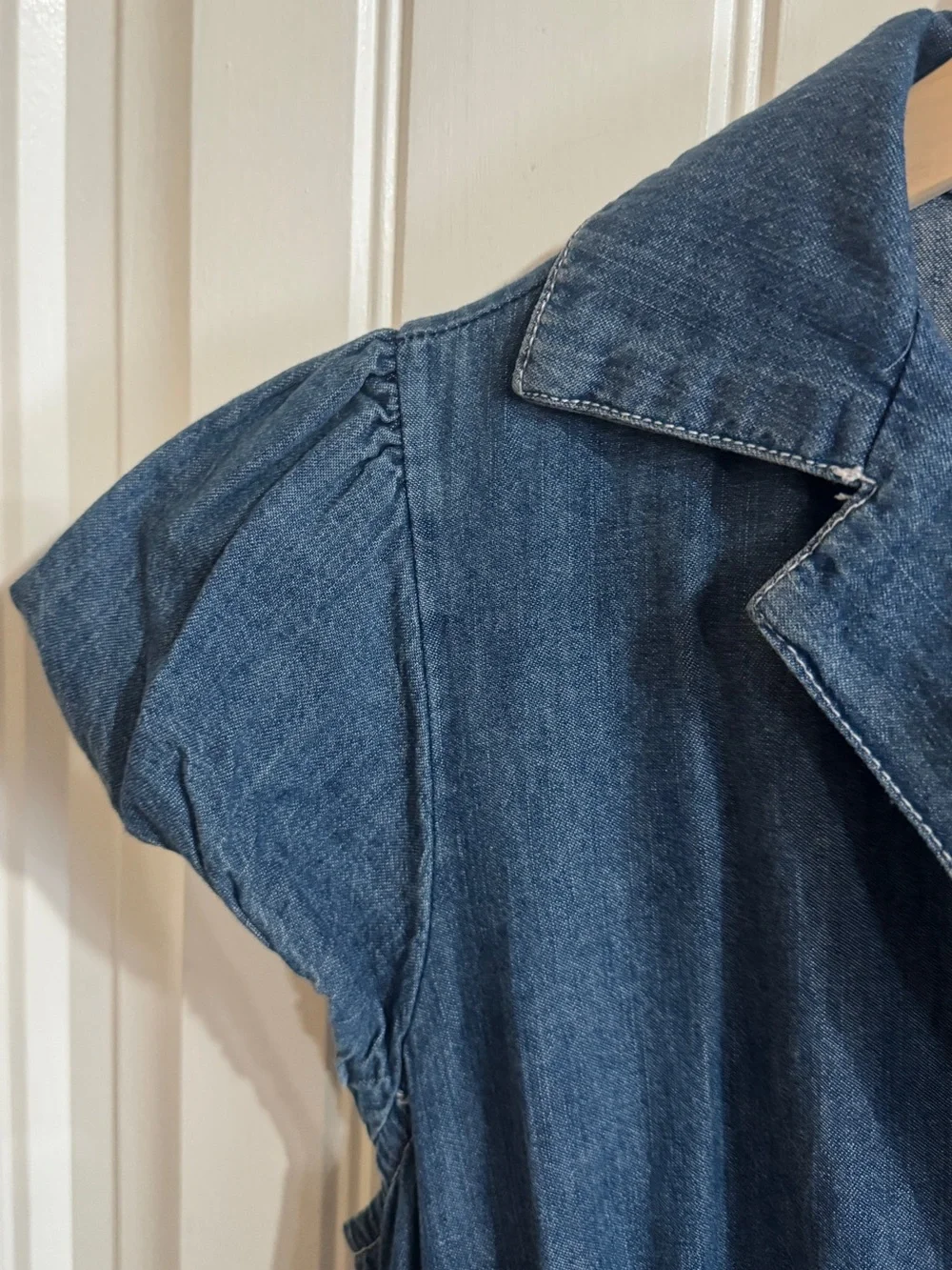 Free People Chester Denim Mini Dress Smocked Waist Small $128 - Picture 10 of 16